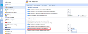 What is the maximum header size for SMTP?