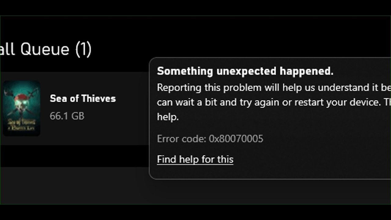 How To Fix Sea Of Thieves Error code 0x80070005?